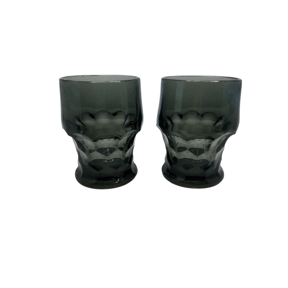 Vintage Anchor Hocking Smoke Glass Tumbler, 8 oz. set of 2